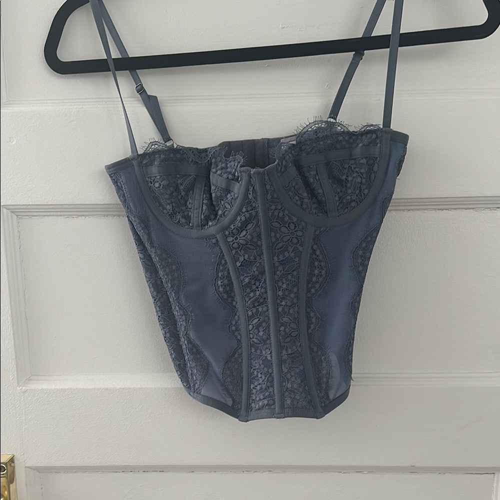 Urban Outfitters Elegant Lace Corset Top in Blue